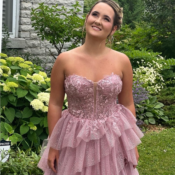 Alyce Paris Strapless Glittery Tiered Prom Dress 💗 - Picture 6 of 6